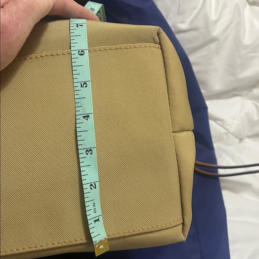 Dooney & Bourke Large Canvas Shopper Neutral Tan with Leather Trim Red interior - Picture 10 of 13